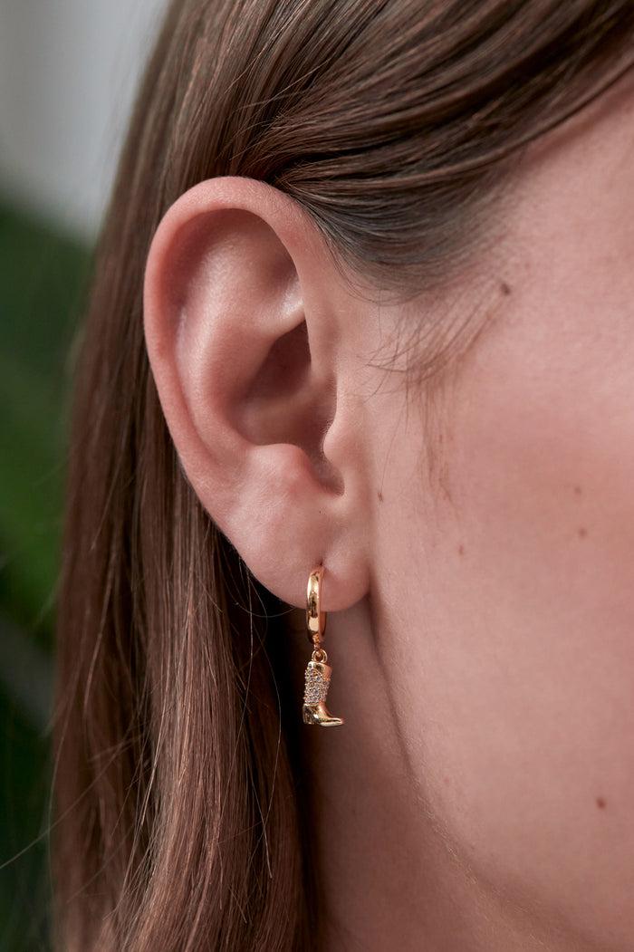 Estella Bartlett Cowboy Boot Hoop Earrings Gold Plated