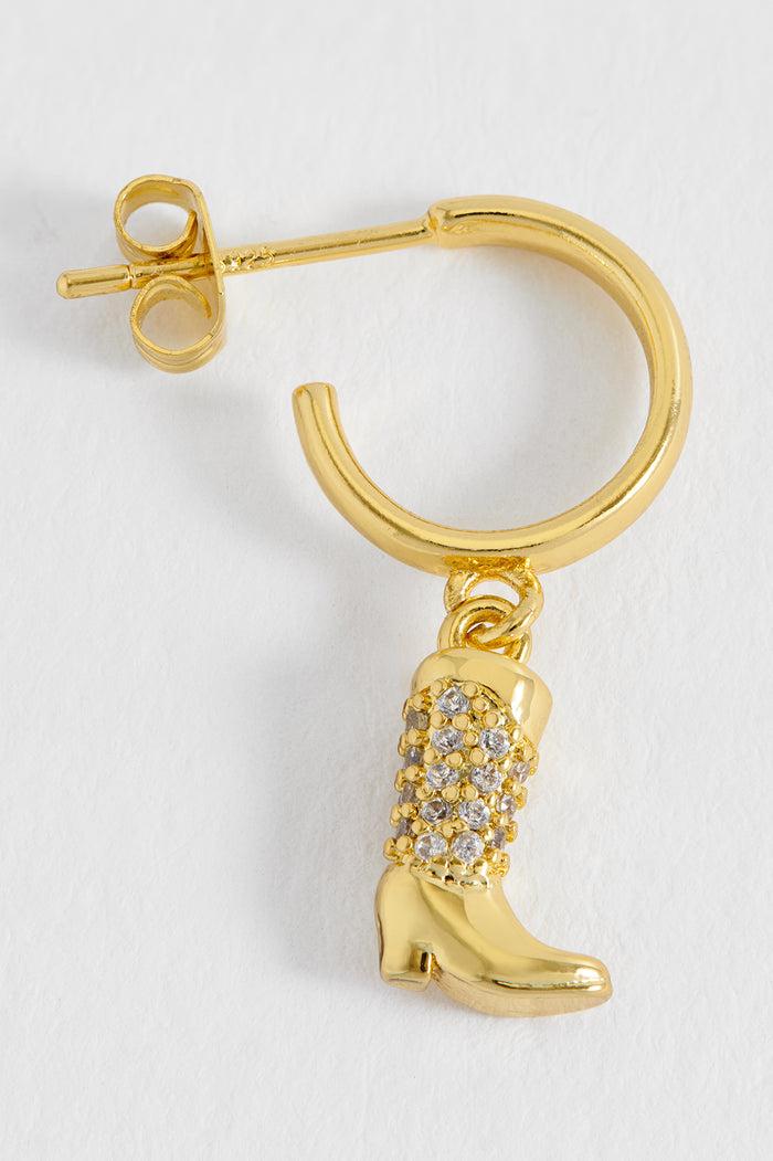 Estella Bartlett Cowboy Boot Hoop Earrings Gold Plated