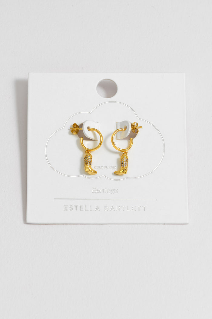 Estella Bartlett Cowboy Boot Hoop Earrings Gold Plated