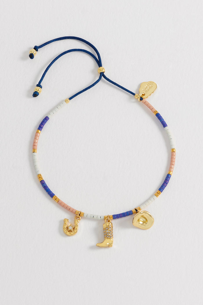 Estella Bartlett Cowboy Miyuki Louise Bracelet Gold Plated Packaging Message: Howdy