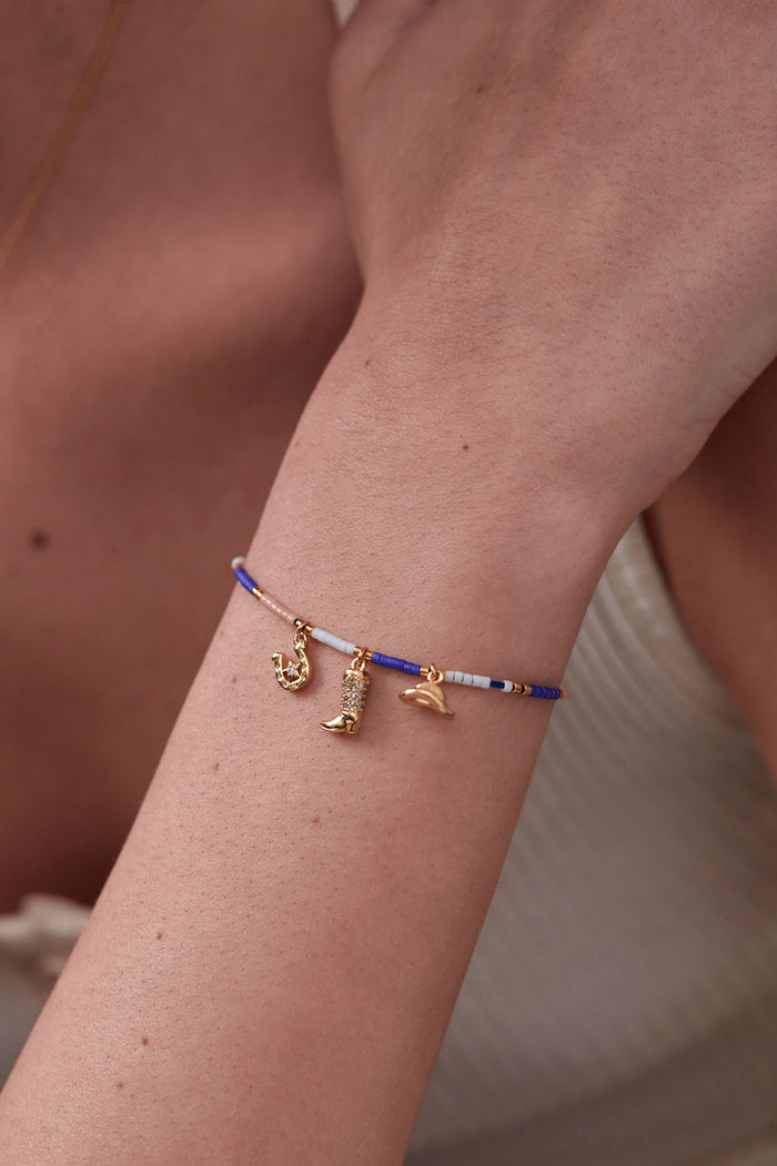 Estella Bartlett Cowboy Miyuki Louise Bracelet Gold Plated Packaging Message: Howdy
