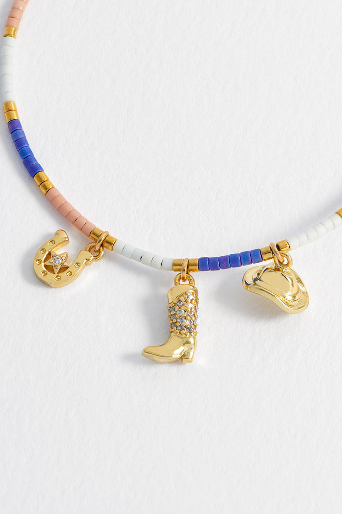 Estella Bartlett Cowboy Miyuki Louise Bracelet Gold Plated Packaging Message: Howdy