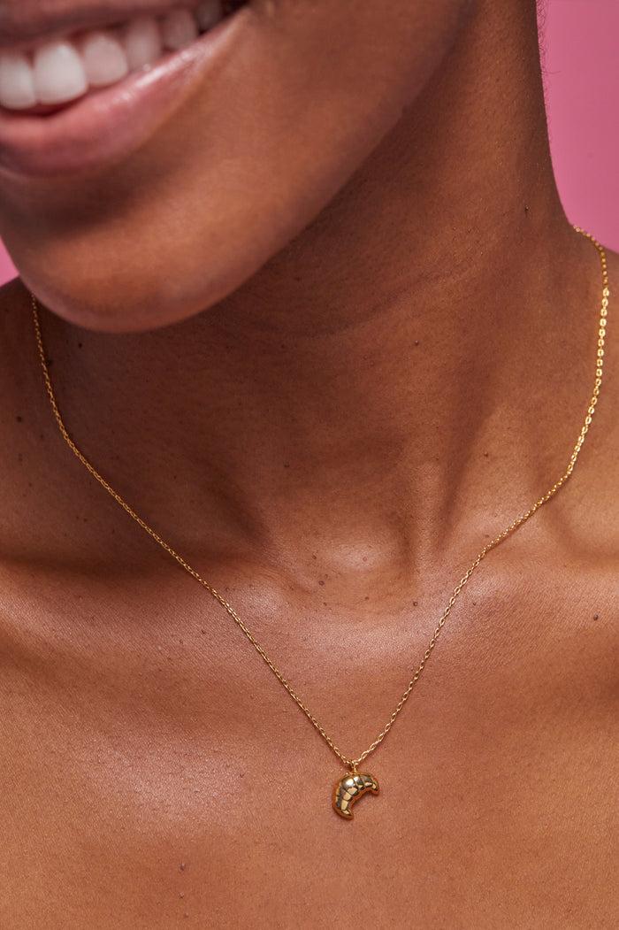 Estella Bartlett Croissant Pendant Gold Plated Packaging Message: Let's Do Breakfast