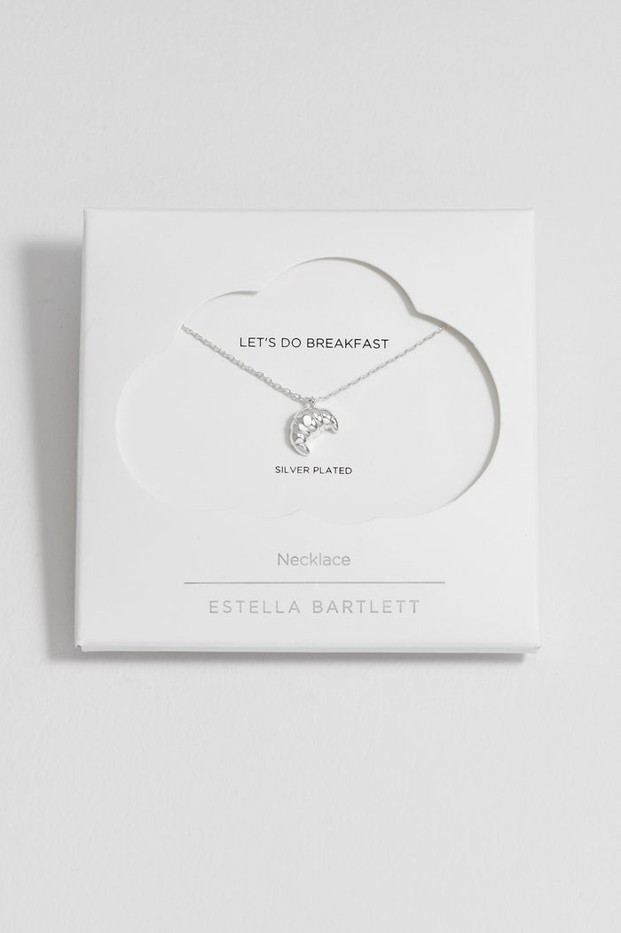 estella bartlett Croissant Pendant Silver Plated Packaging Message: LET'S DO BREAKFAST
