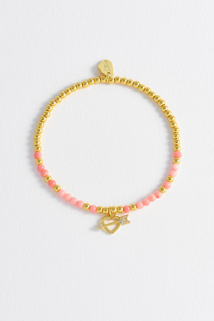 Estella Bartlett Cupid Beaded Bracelet Gold Plated | Pink Packaging Message: Call Me Cupid