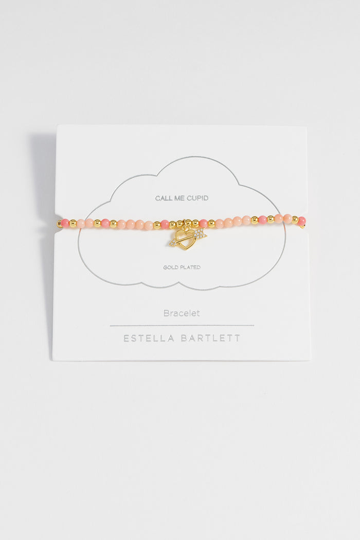 estella bartlett Cupid Beaded Bracelet Gold Plated | Pink Packaging Message: Call Me Cupid