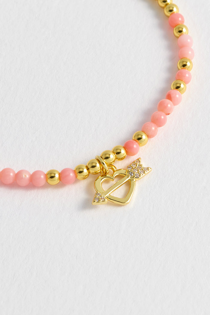 Estella Bartlett Cupid Beaded Bracelet Gold Plated | Pink Packaging Message: Call Me Cupid