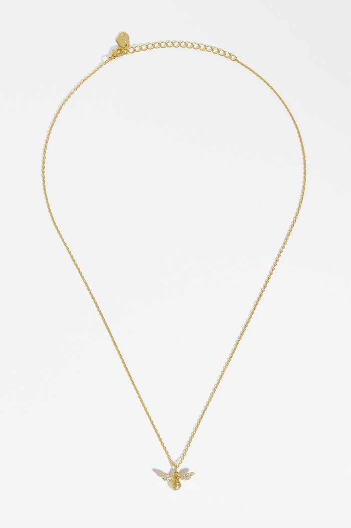 Estella Bartlett CZ Bee Charm Pendant Necklace Gold Plated Packaging Message: Bee Happy