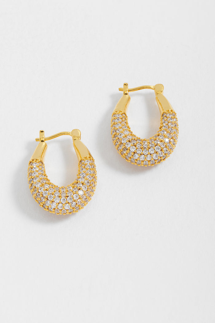 estella bartlett CZ Chubby Oval Hoops Gold Plated | White CZ