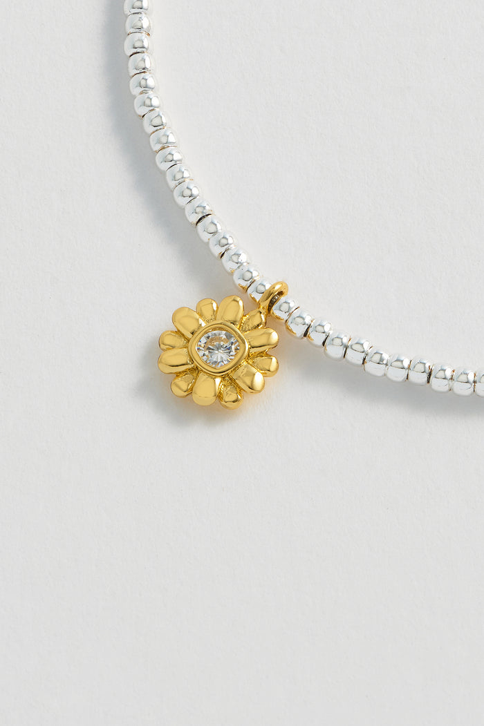 Estella Bartlett CZ Flower Charm Bracelet Silver And Gold Plated Packaging Message: Lovely Little Thing