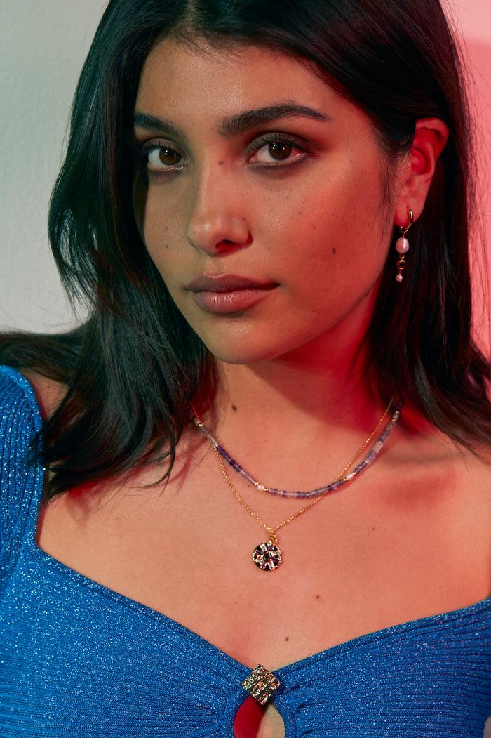 Estella Bartlett CZ Flower Pendant Gold Plated | Multi