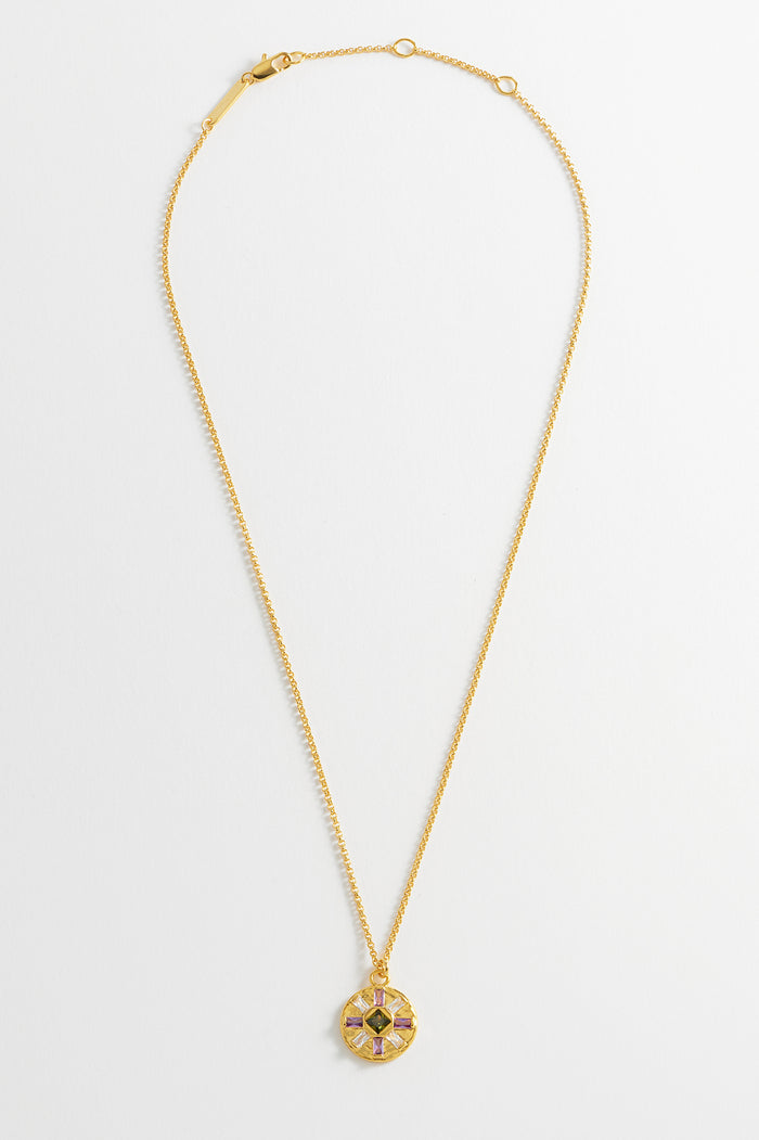 Estella Bartlett CZ Flower Pendant Gold Plated | Multi