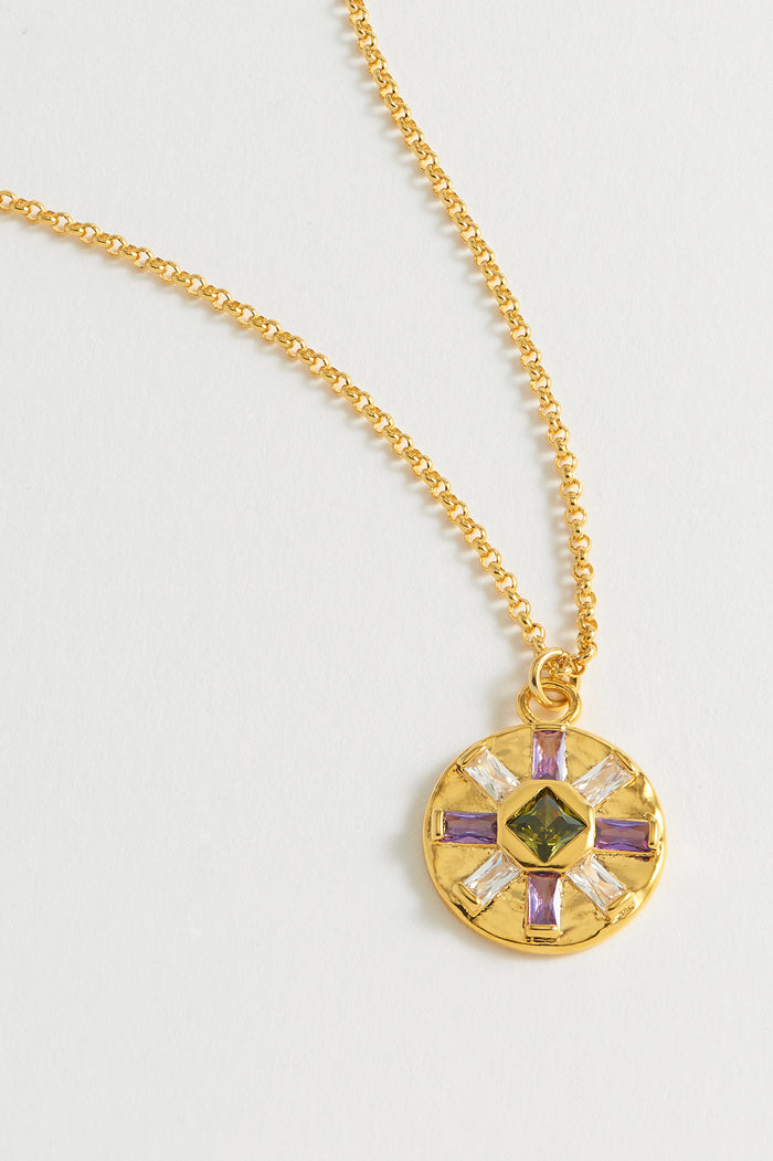 estella bartlett CZ Flower Pendant Gold Plated | Multi