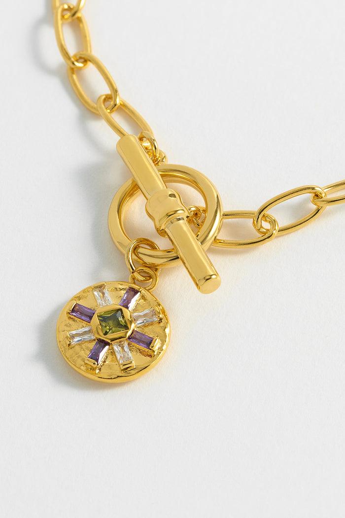 Estella Bartlett CZ Flower T-Bar Bracelet Gold Plated | Multi