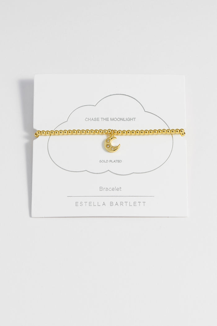 estella bartlett CZ Moon Bracelet Gold Plated Packaging Message: Chase The Moonlight