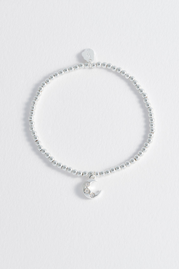 Estella Bartlett CZ Moon Bracelet Silver Plated Packaging Message: Chase The Moonlight