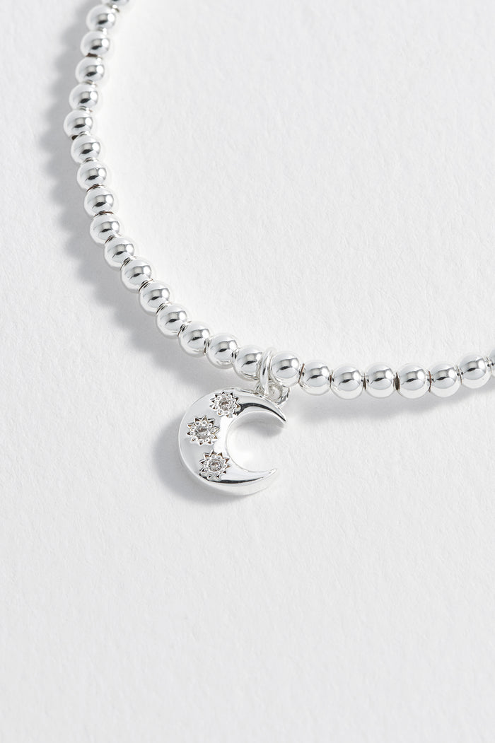 Estella Bartlett CZ Moon Bracelet Silver Plated Packaging Message: Chase The Moonlight