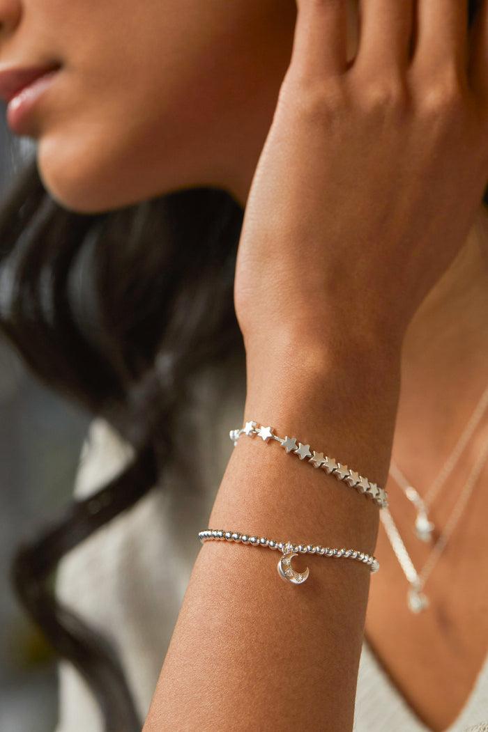 Estella Bartlett CZ Moon Bracelet Silver Plated Packaging Message: Chase The Moonlight