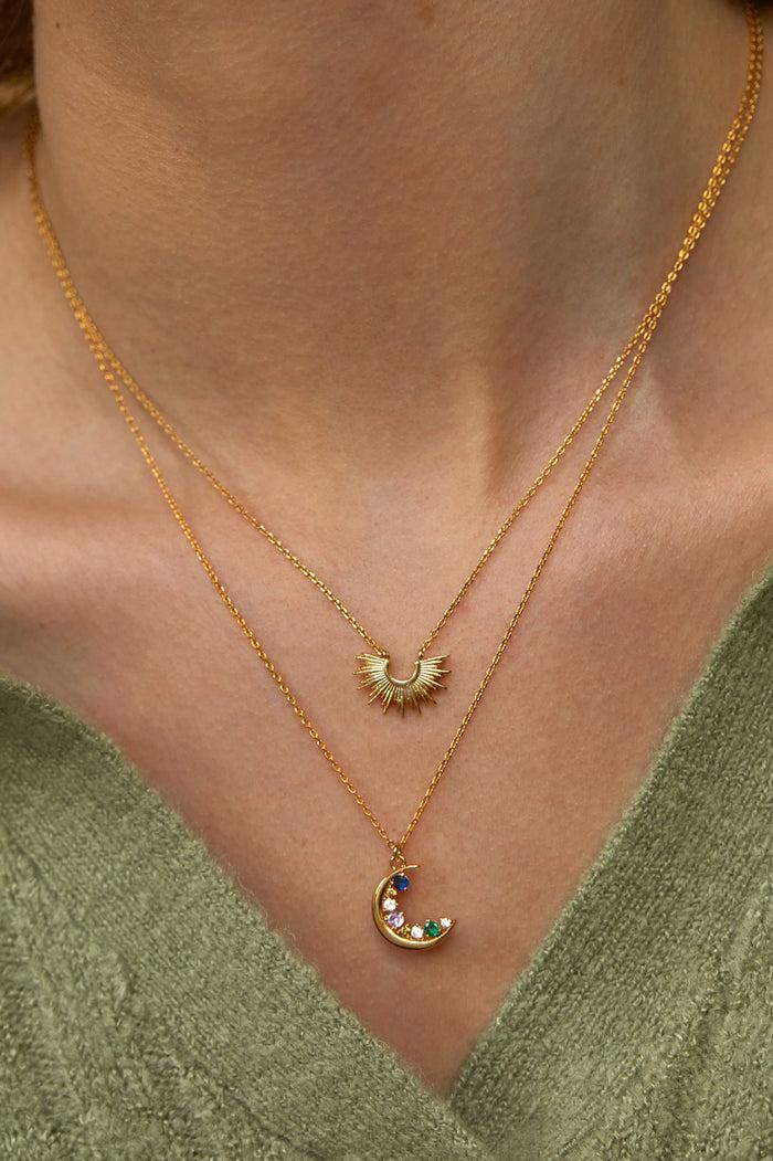 Estella Bartlett CZ Moon Pendant Gold Plated | Multi Packaging Message: She Believed She Could So She Did