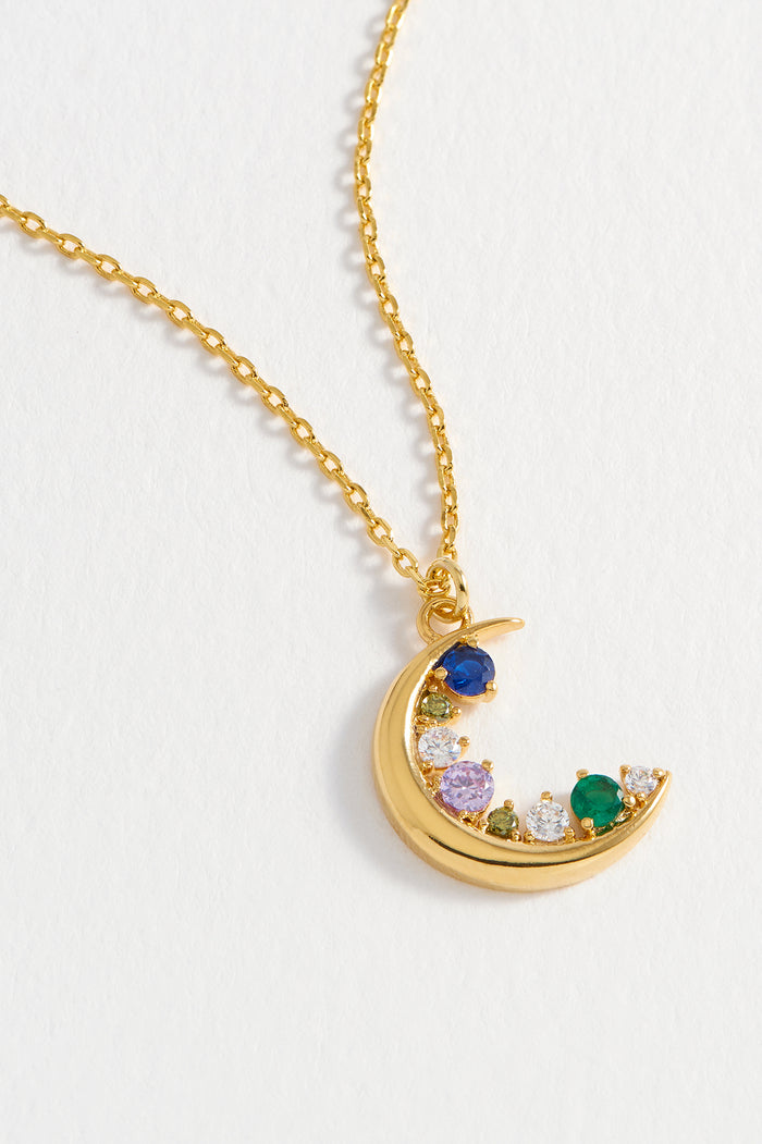 estella bartlett CZ Moon Pendant Gold Plated | Multi Packaging Message: She Believed She Could So She Did