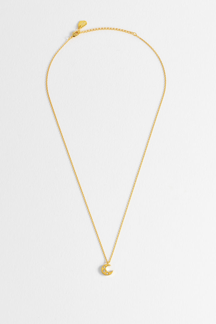 Estella Bartlett CZ Moon Pendant Gold Plated Packaging Message: Chase The Moonlight
