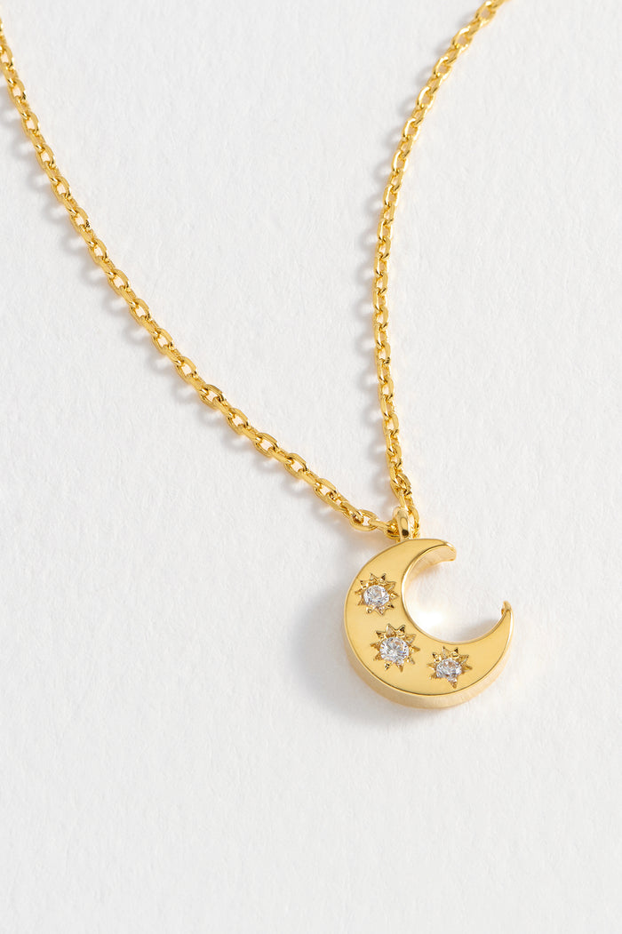 Estella Bartlett CZ Moon Pendant Gold Plated Packaging Message: Chase The Moonlight
