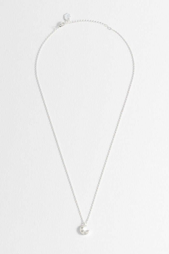 Estella Bartlett CZ Moon Pendant Silver Plated Packaging Message: Chase The Moonlight