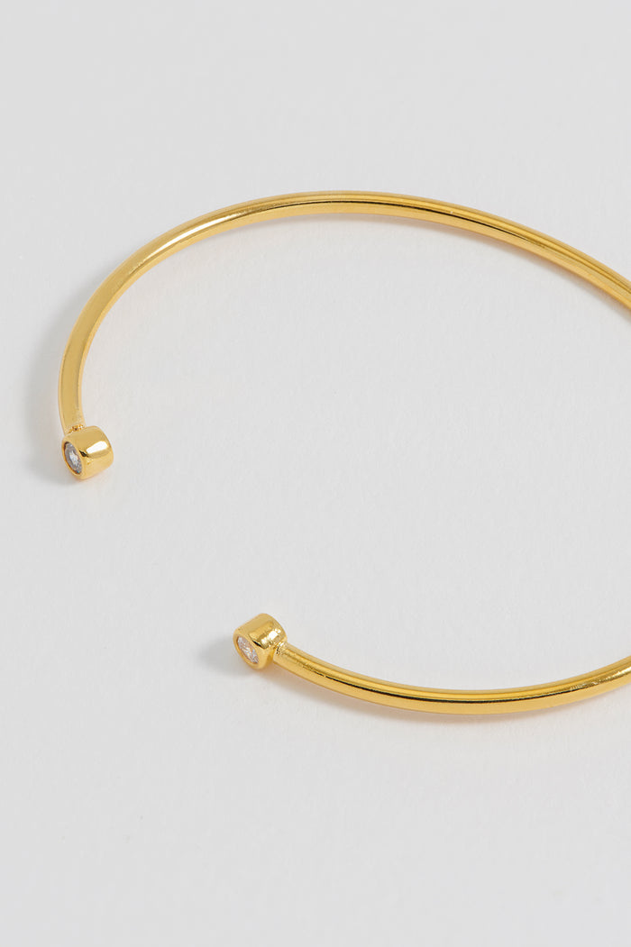 Estella Bartlett CZ Open Cuff Bangle Gold Plated | White CZ