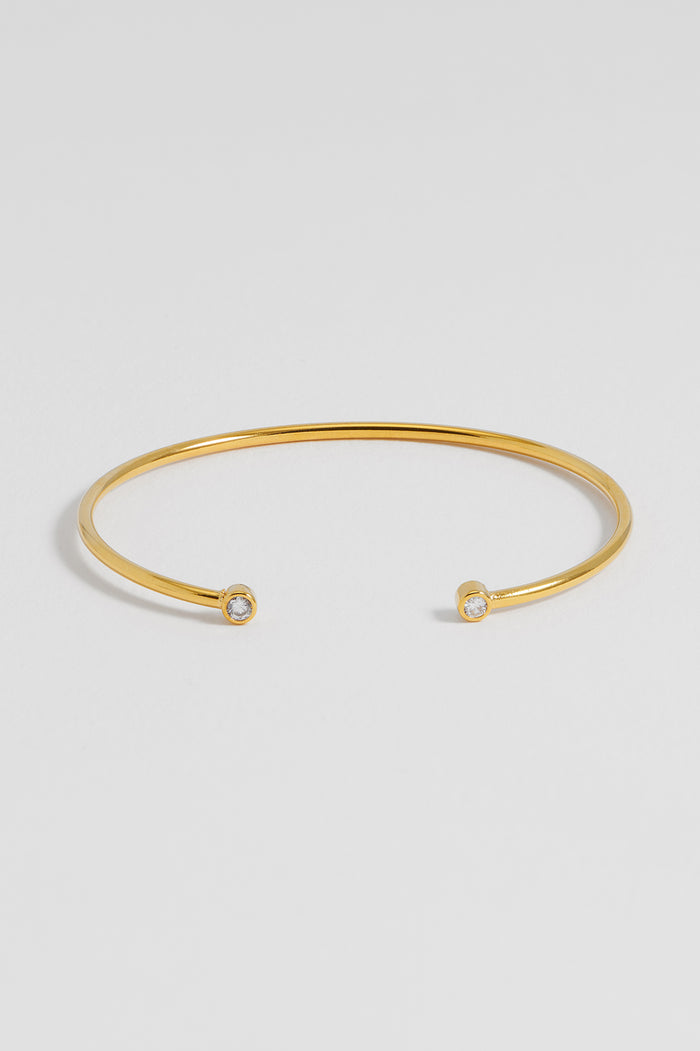estella bartlett CZ Open Cuff Bangle Gold Plated | White CZ