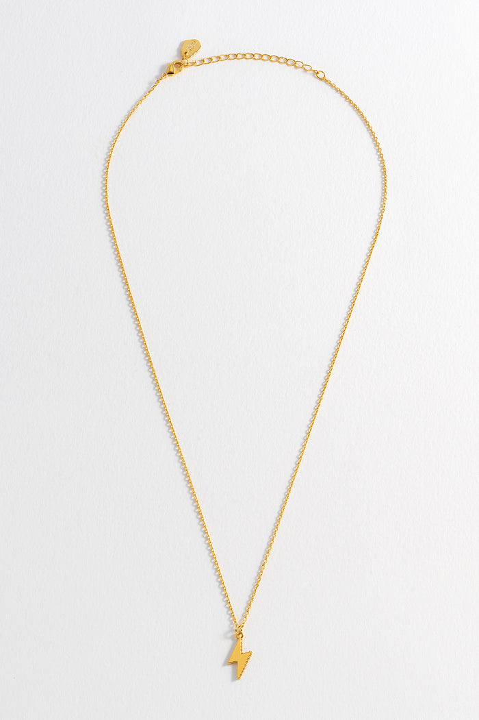 Estella Bartlett CZ Power Bolt Necklace Gold Plated Packaging Message: I Am Powerful