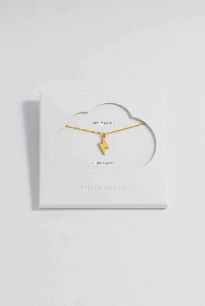 estella bartlett CZ Power Bolt Necklace Gold Plated Packaging Message: I Am Powerful