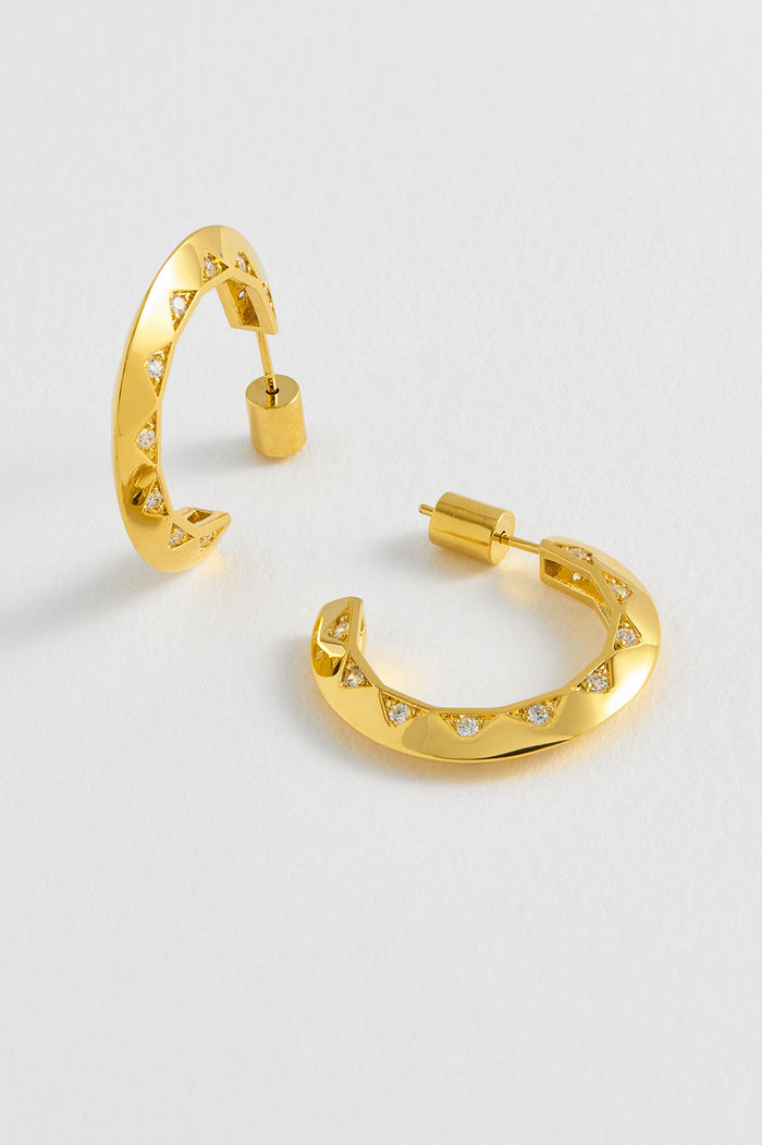 estella bartlett CZ Quilted Inlay Hoops Gold Plated
