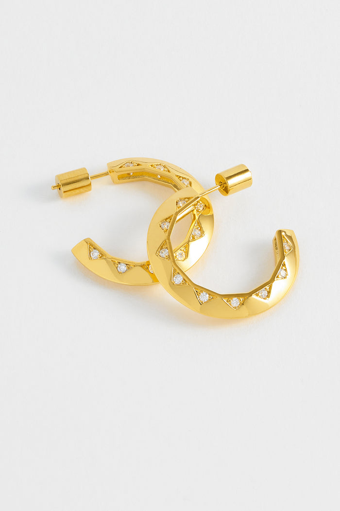 Estella Bartlett CZ Quilted Inlay Hoops Gold Plated