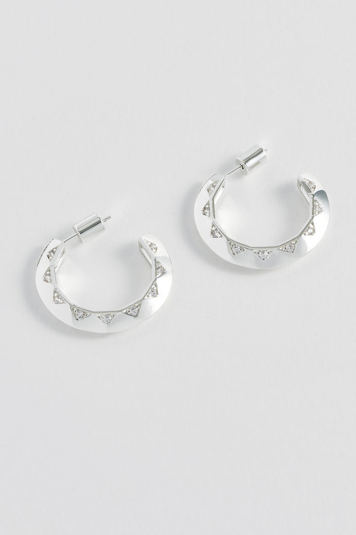 Estella Bartlett CZ Quilted Inlay Hoops Silver Plated