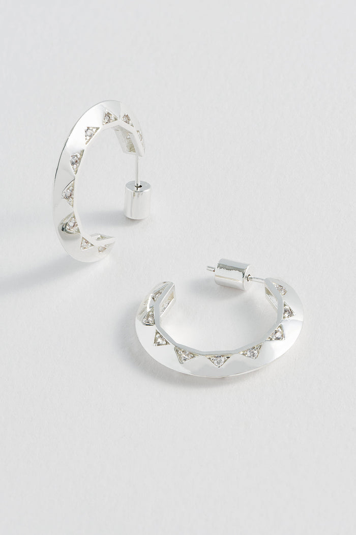 estella bartlett CZ Quilted Inlay Hoops Silver Plated