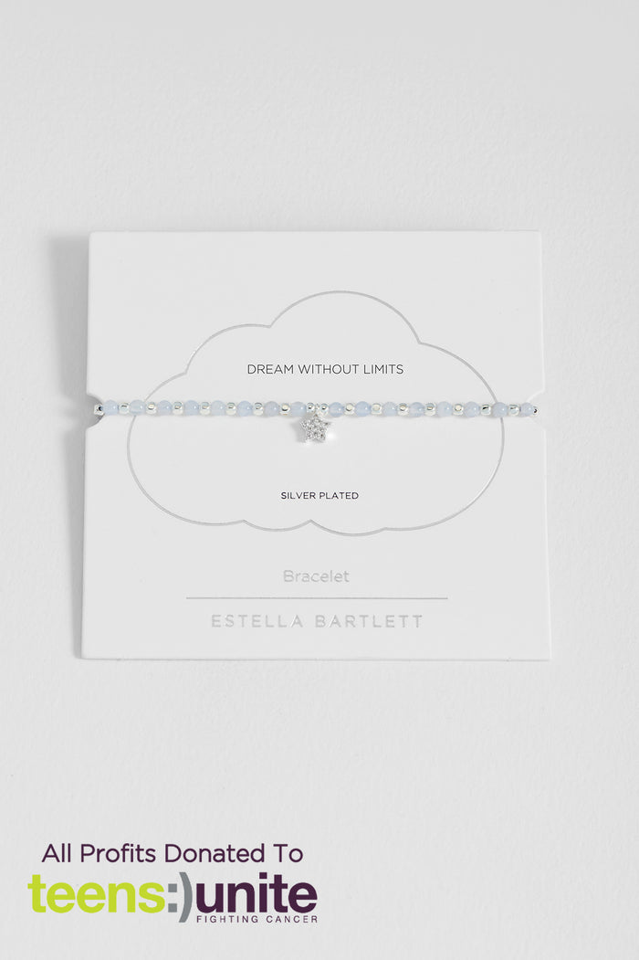 estella bartlett CZ Star Charm Gemstone Liberty Bracelet Silver Plated | Blue Lace Agate Packaging Message: Dream Without Limits