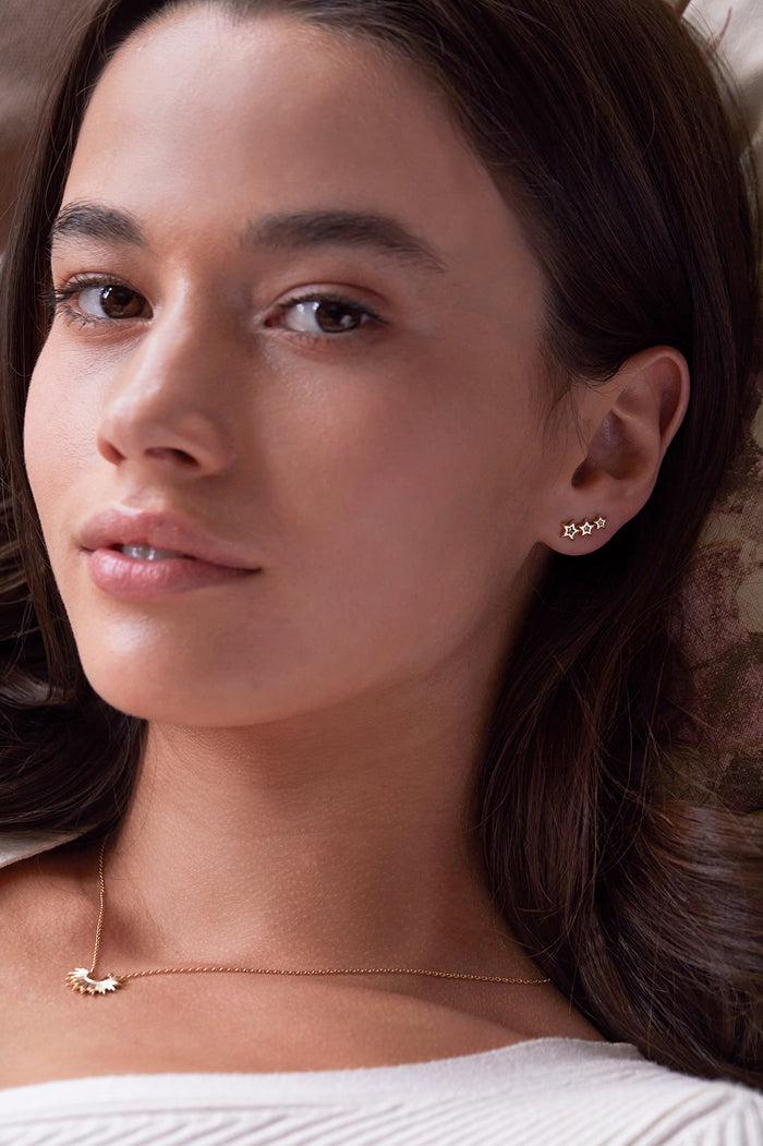 Estella Bartlett CZ Star Crawler Stud Earrings Gold Plated