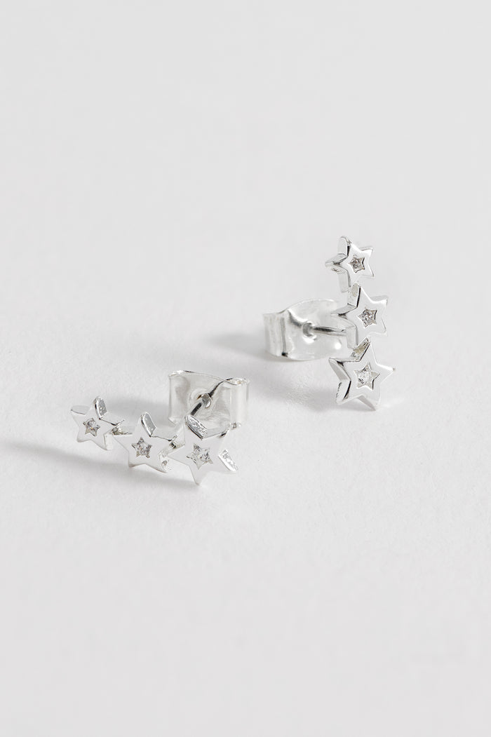 estella bartlett CZ Star Crawler Stud Earrings Silver Plated