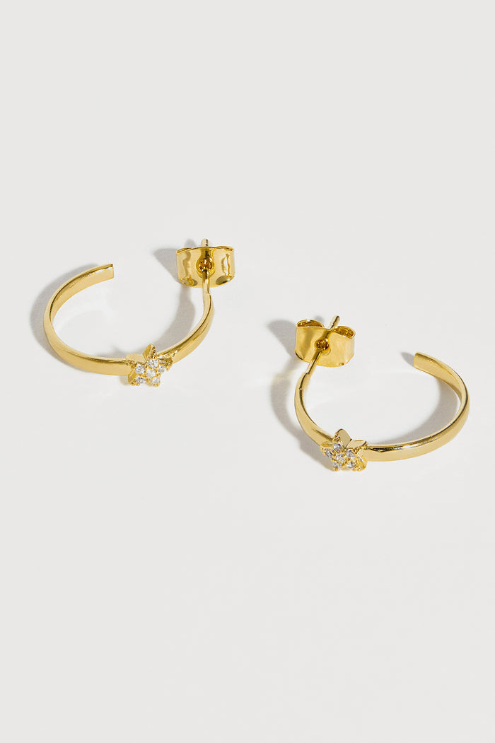 estella bartlett CZ Star Flat Edge Hoops Gold Plated