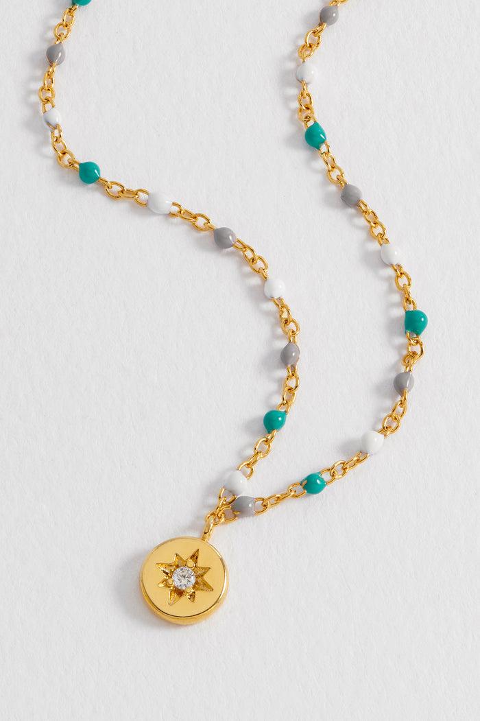 Estella Bartlett CZ Star Pendant Beaded Necklace Gold Plated Packaging Message: CHOOSE TO SHINE