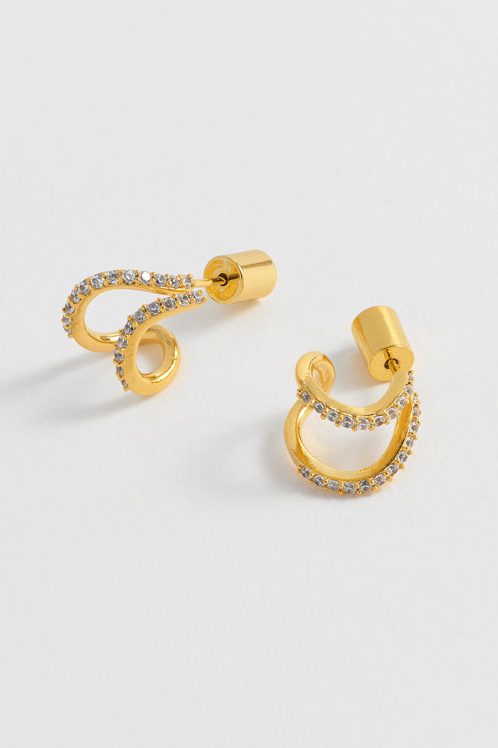 Estella Bartlett CZ Wave Earrings Gold Plated | Clear