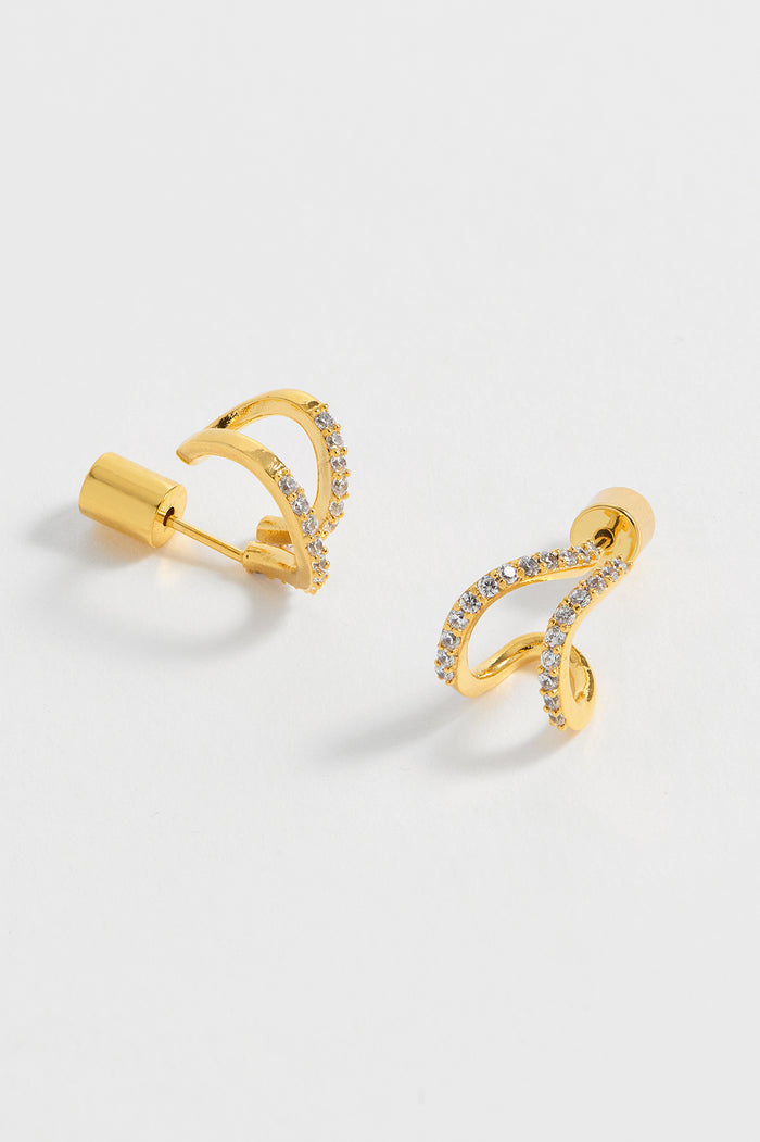 estella bartlett CZ Wave Earrings Gold Plated | Clear