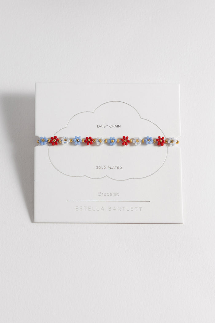 estella bartlett Daisy Chain Bracelet Gold Plated | Red and Blue Packaging Message: Daisy Chain