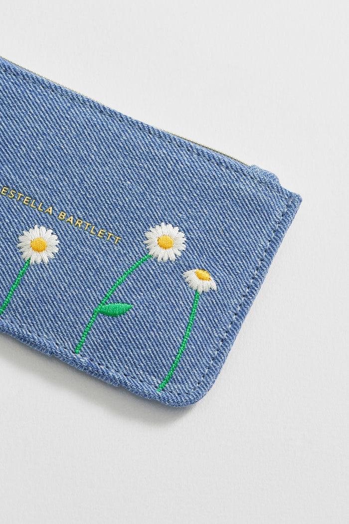 Estella Bartlett Daisy Embroidered Card Purse Denim
