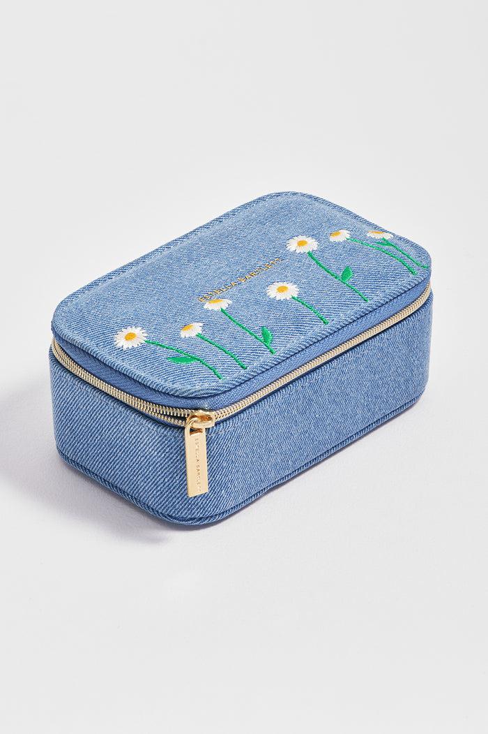 Estella Bartlett Daisy Embroidered Mini Jewellery Box Denim