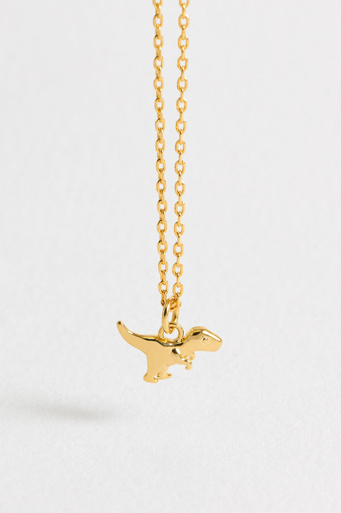 Estella Bartlett Dinosaur Necklace Gold Plated Packaging Message: You're Roarsome