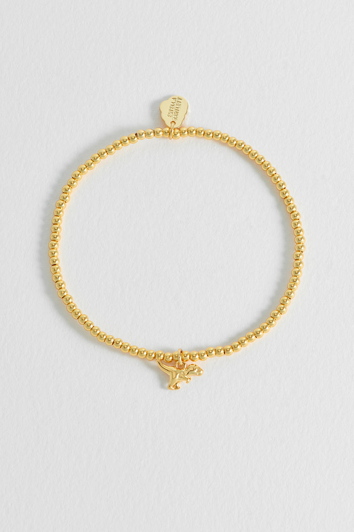 Estella Bartlett Dinosaur Sienna Beaded Bracelet Gold Plated Packaging Message: You're Roarsome