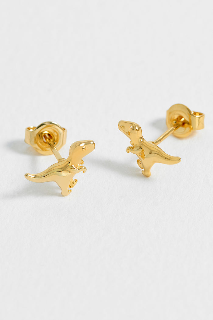 estella bartlett Dinosaur Stud Earrings Gold Plated
