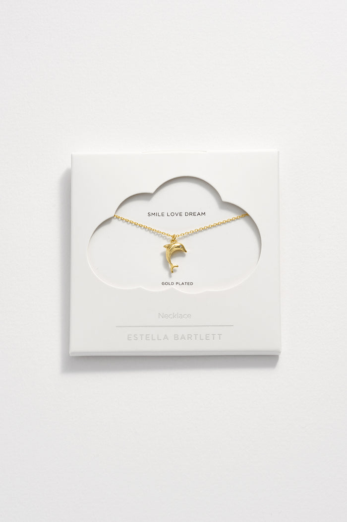 Estella Bartlett Dolphin Pendant Gold Plated Packaging Message: Smile Love Dream