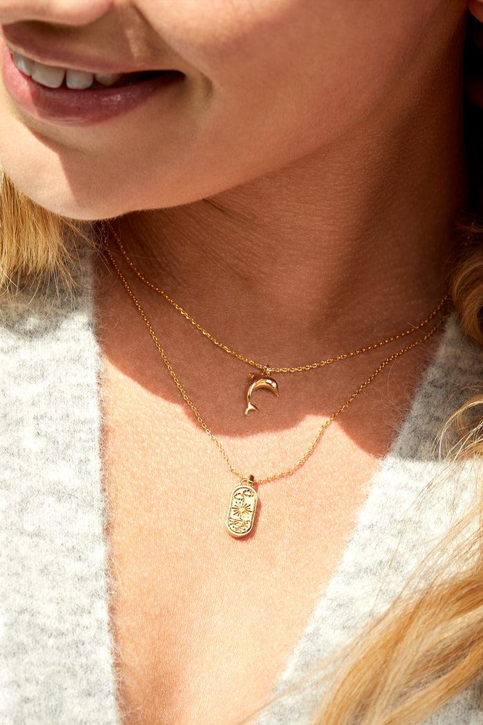 Estella Bartlett Dolphin Pendant Gold Plated Packaging Message: Smile Love Dream